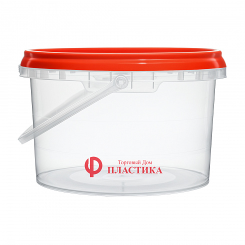 прозрачное ведро 2,6 л с красной крышкой