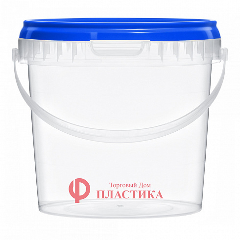 прозрачное ведро 0,86 л с синей крышкой