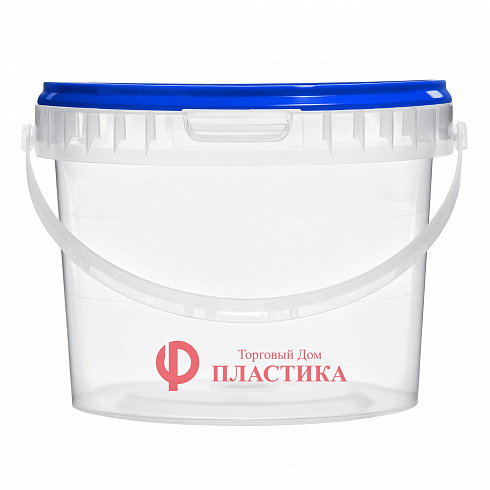 прозрачное ведро 2,3 л с синей крышкой